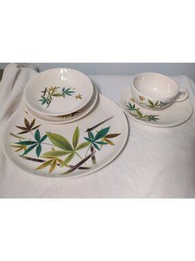 Salem China Woodland MCM 5 Piece Dinner Set Vintage READ